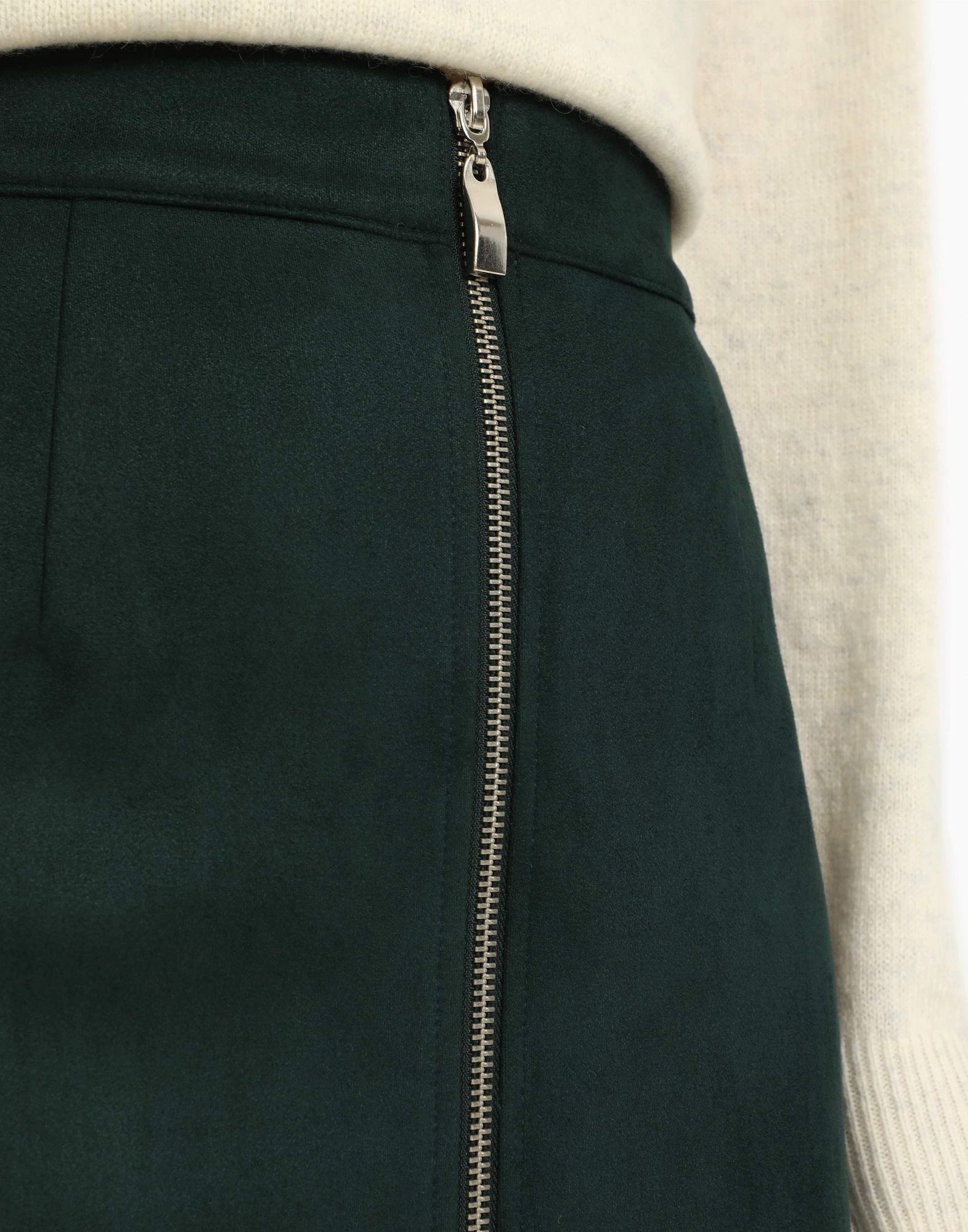 Зелёная юбка миди из экозамши-3