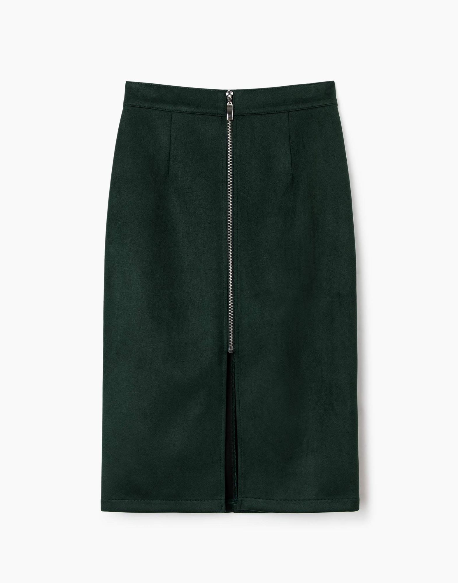 Зелёная юбка миди из экозамши-4