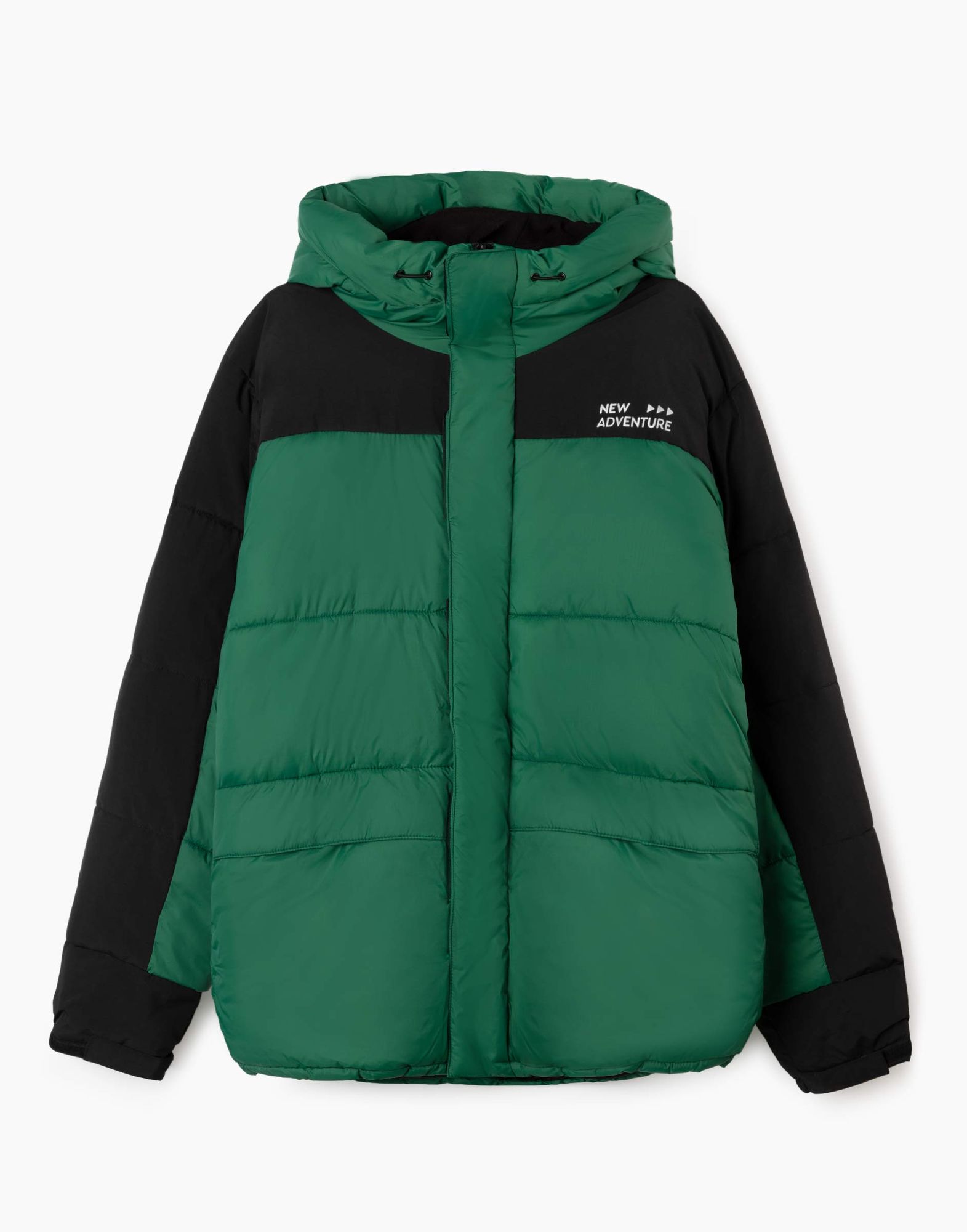 Зелёная утеплённая куртка oversize для мальчика-1