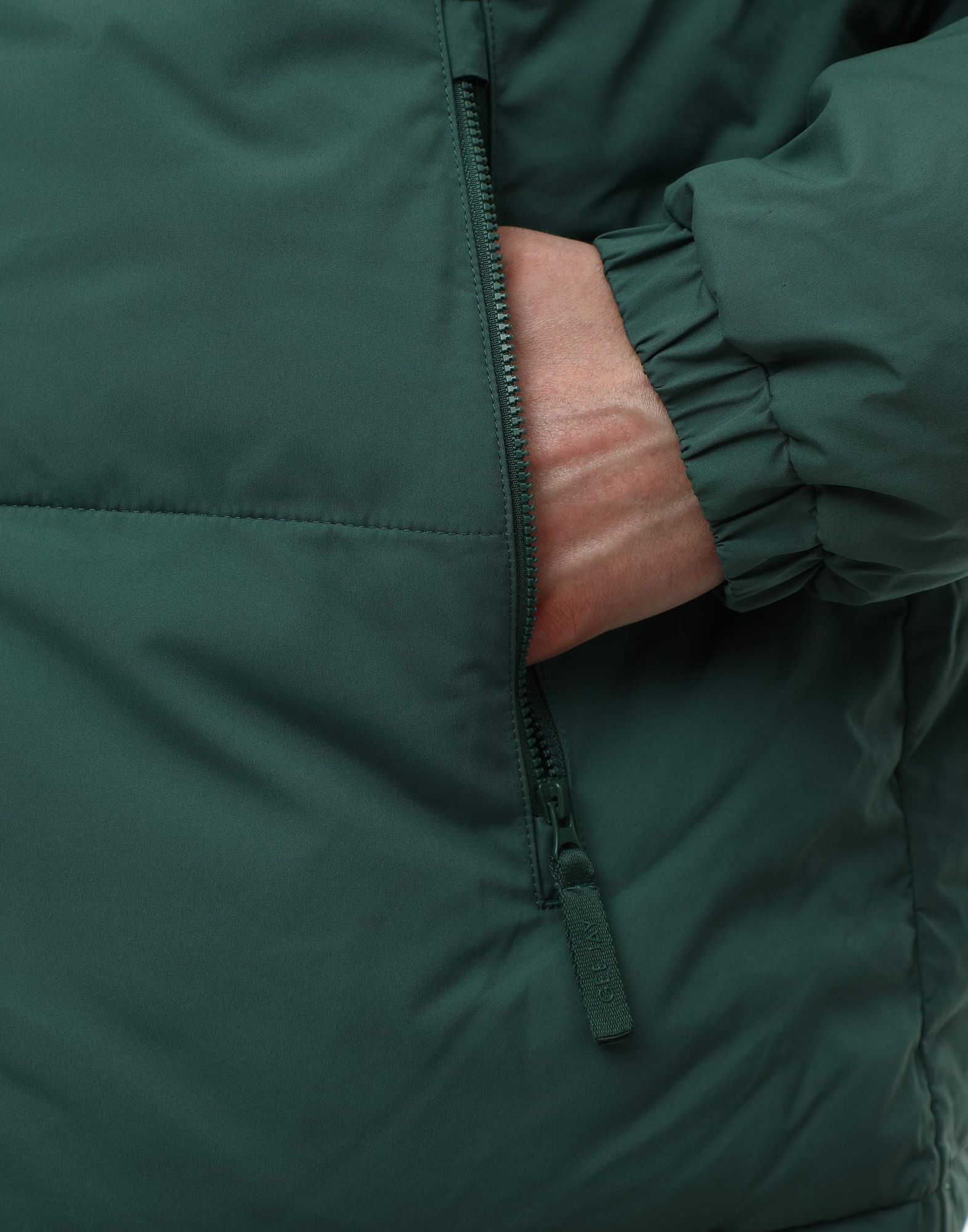 Зелёная утеплённая куртка oversize из нейлона-4