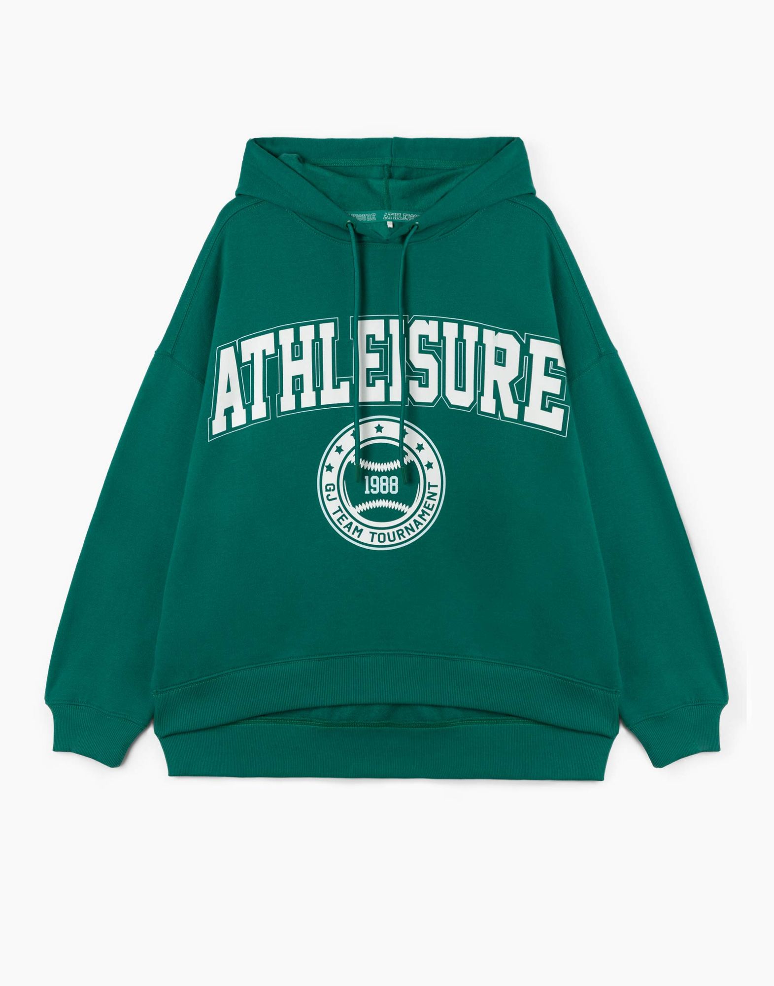Зелёное худи с надписью Athleisure для девочки-1