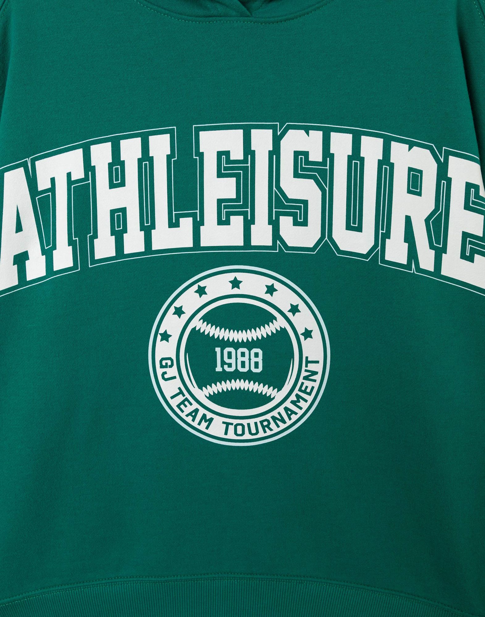 Зелёное худи с надписью Athleisure для девочки-3