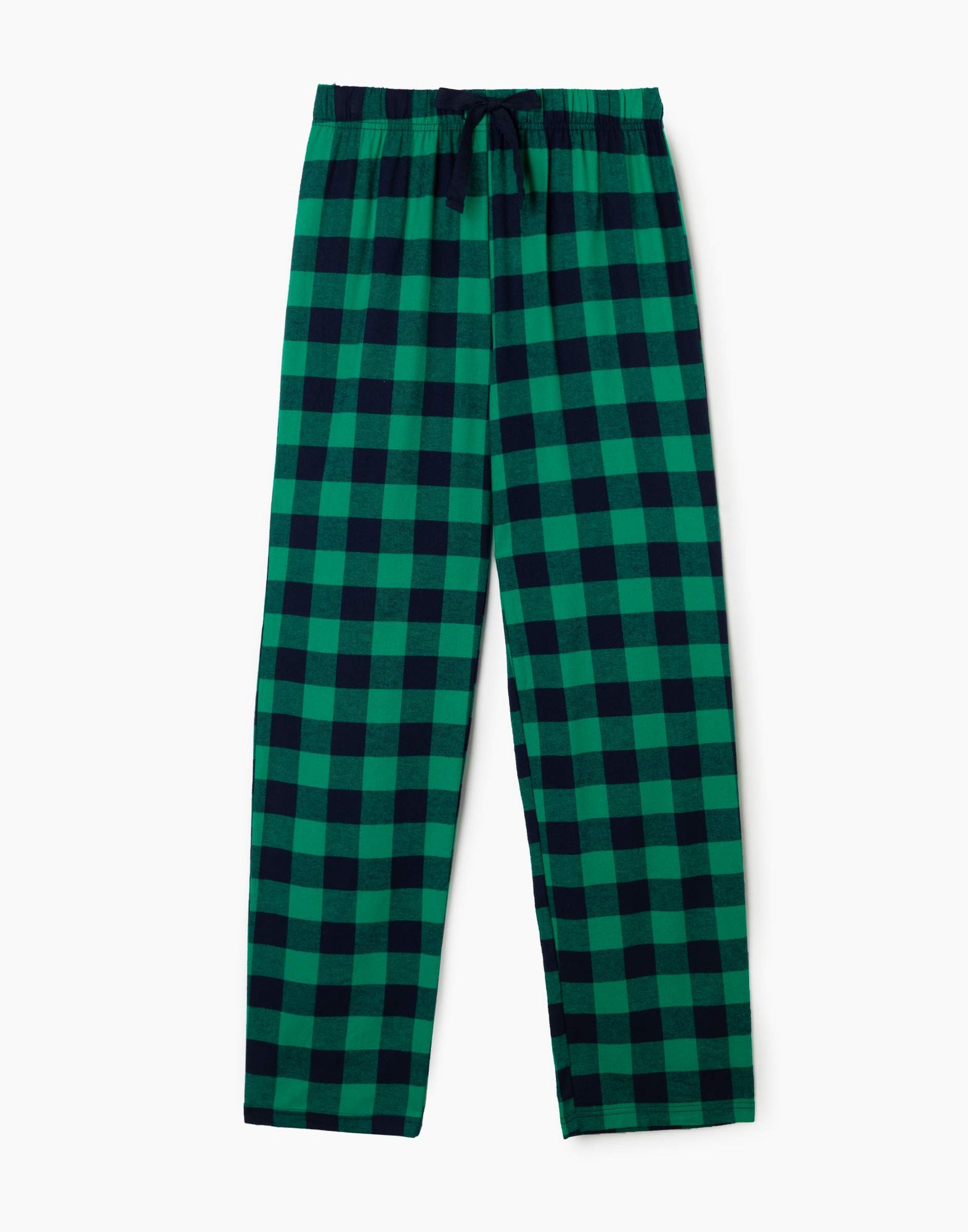 Зелёные клетчатые пижамные брюки из фланели -4
