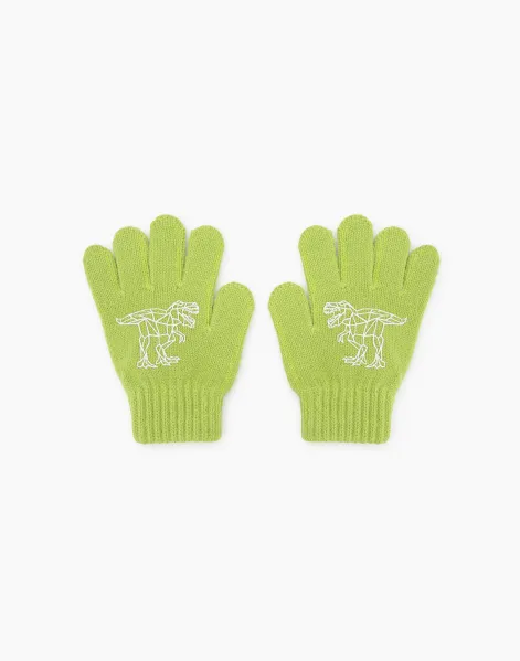 Зелёные перчатки с принтом для мальчика-0