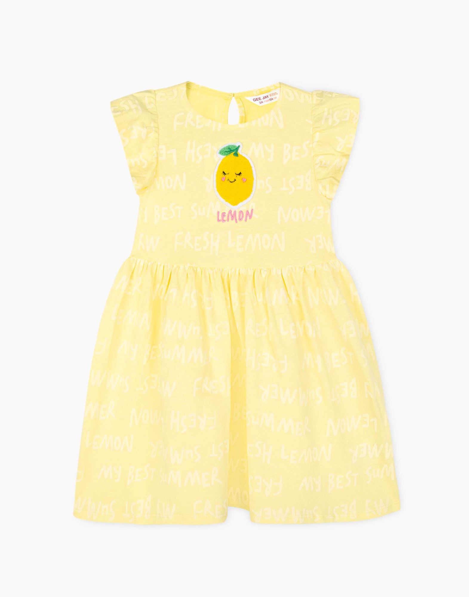Желтое платье с принтом и нашивкой Lemon для девочки-0