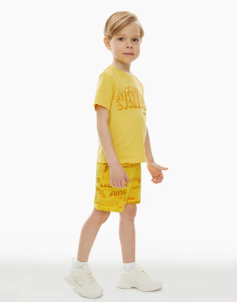 Жёлтые шорты из хлопка с принтом для мальчика-0