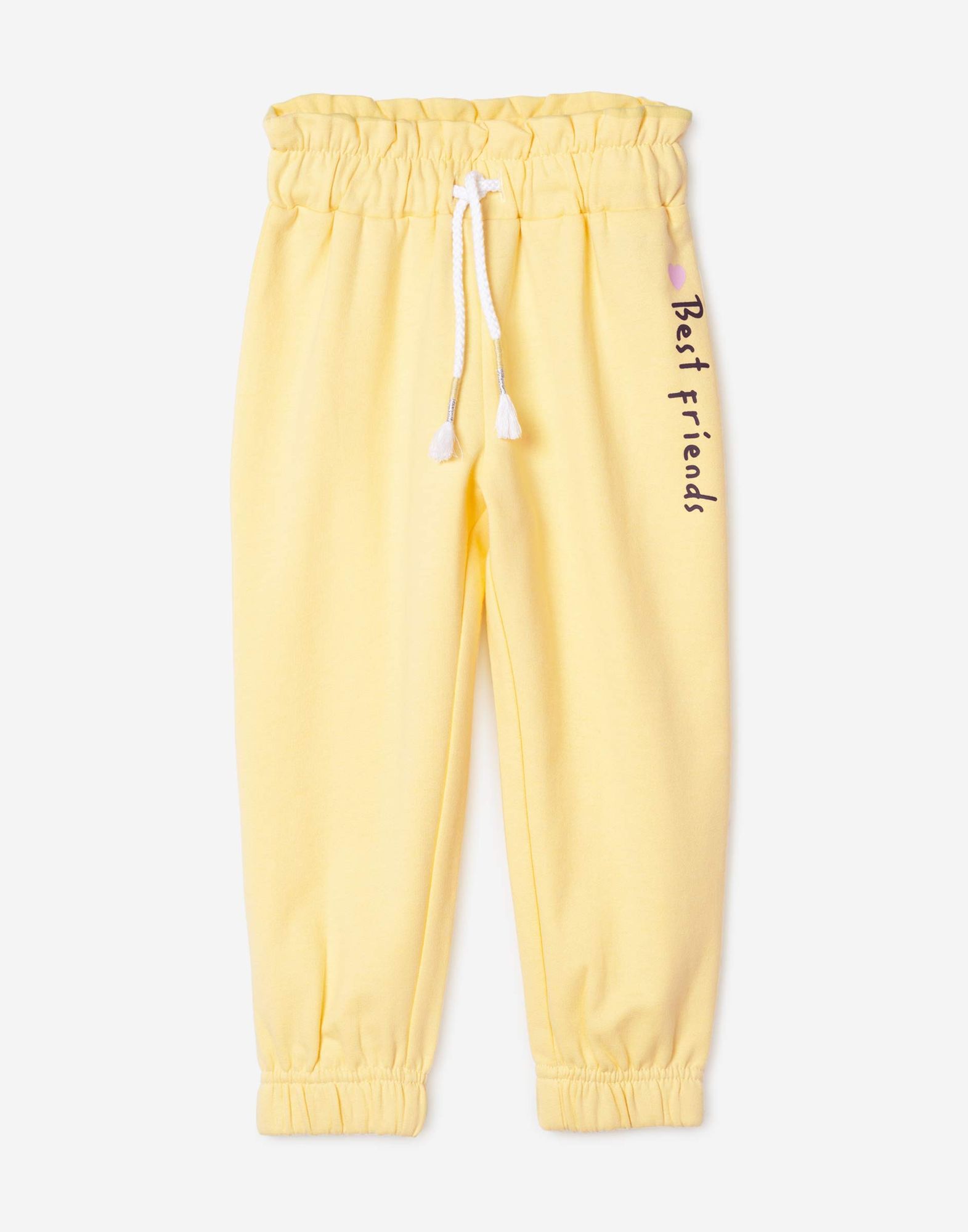 Желтые спортивные брюки с принтом Best Friends для девочки-1