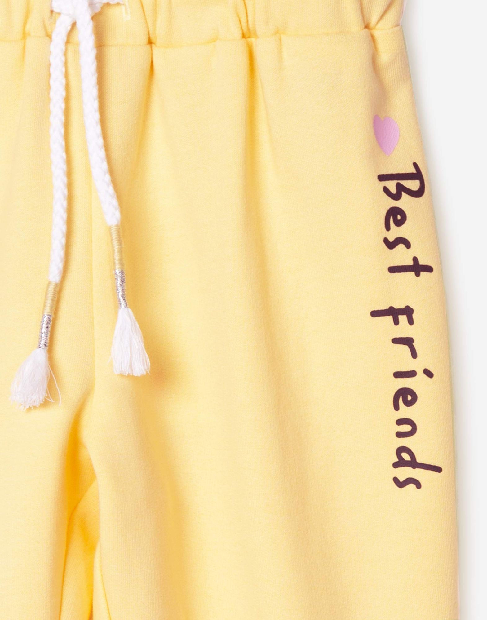 Желтые спортивные брюки с принтом Best Friends для девочки-3
