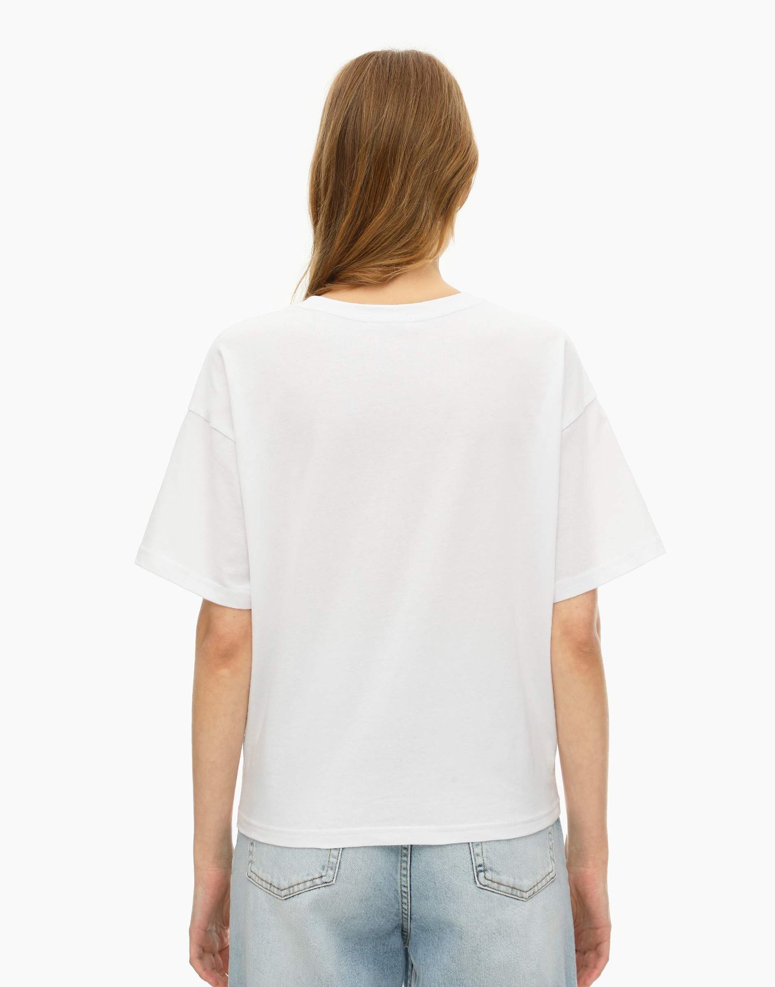 Белая футболка oversize с завязками-3