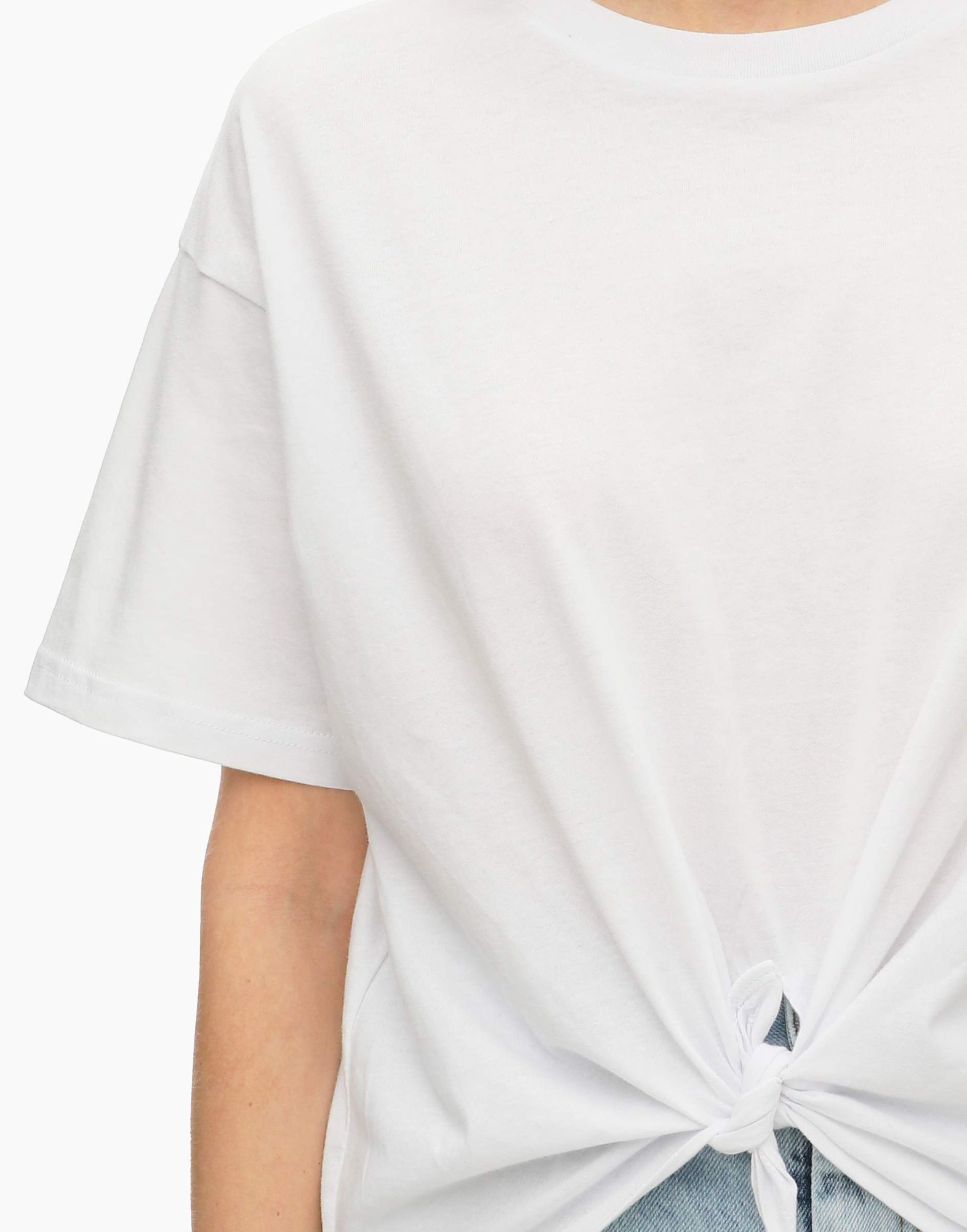 Белая футболка oversize с завязками-4