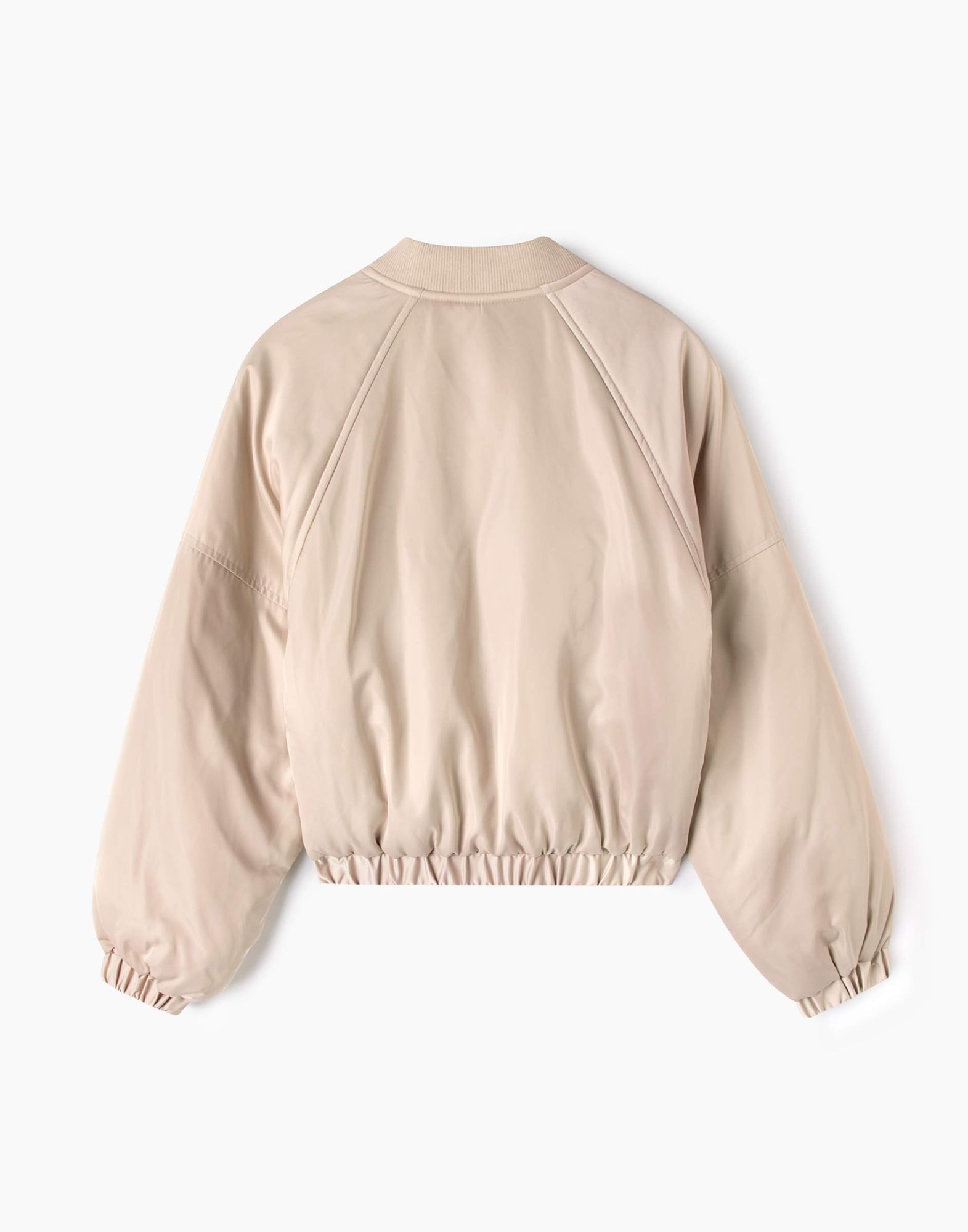 Бежевая утеплённая куртка-бомбер oversize для девочки-3