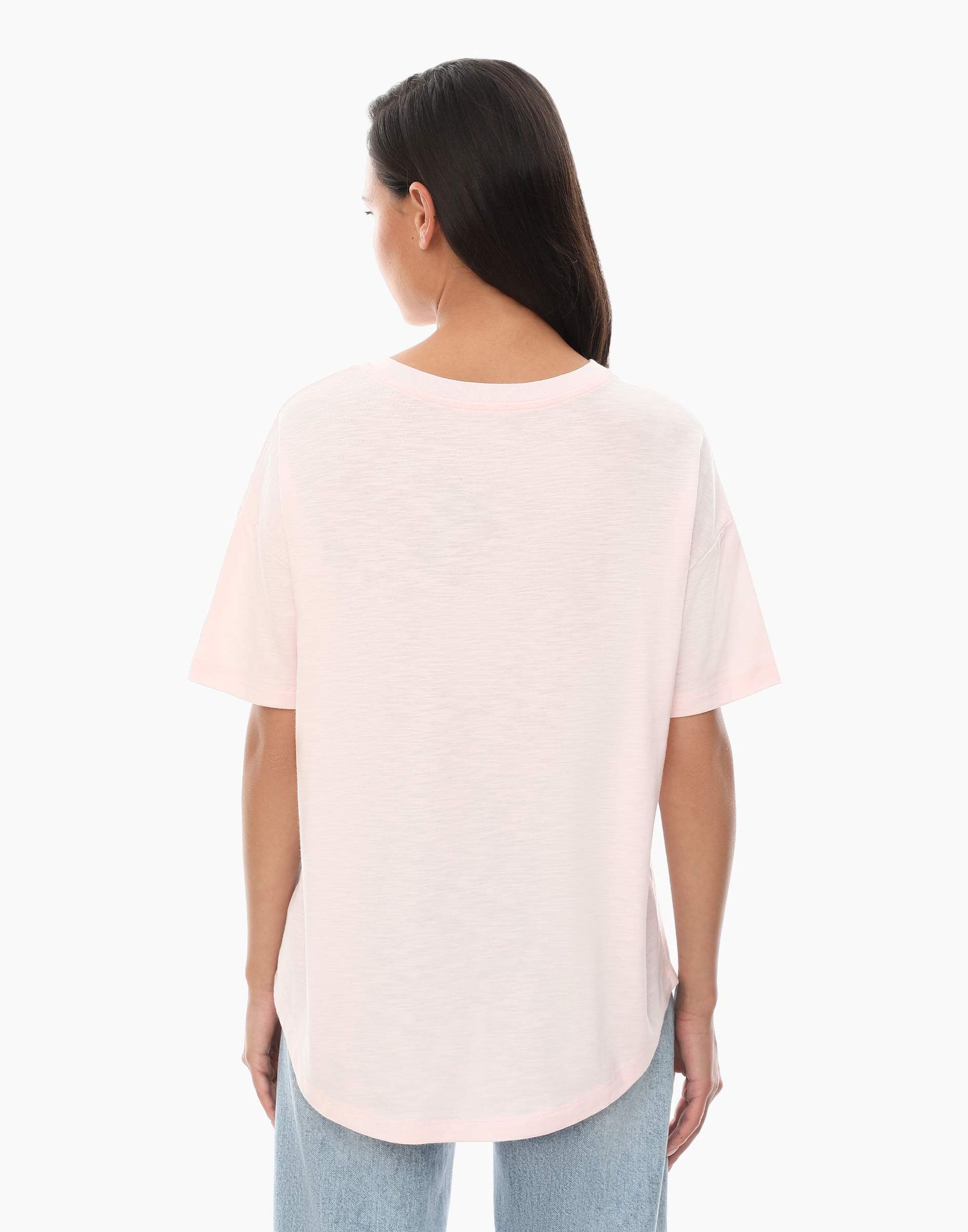 Cветло-розовая базовая футболка Loose straight из джерси-2