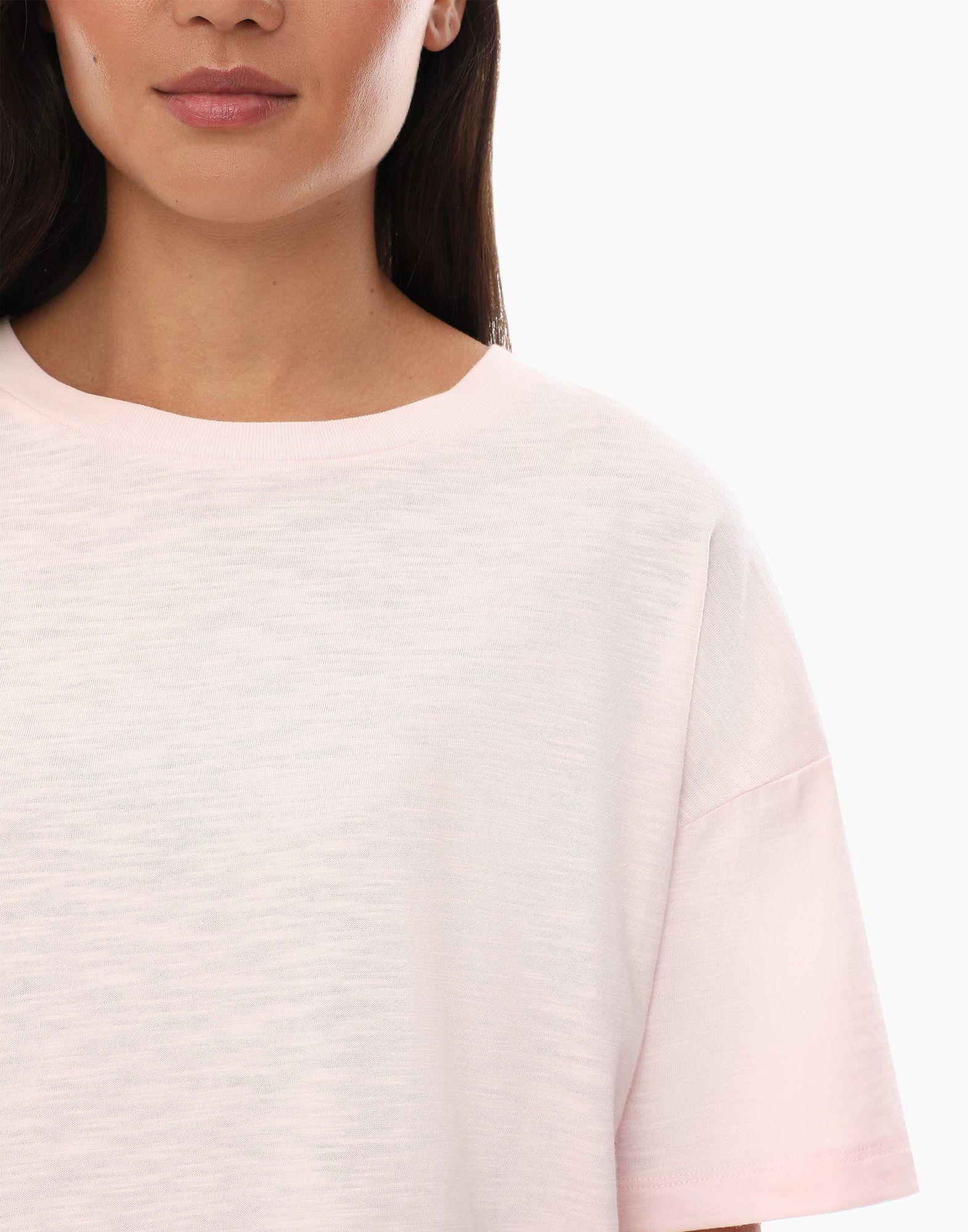 Cветло-розовая базовая футболка Loose straight из джерси-3
