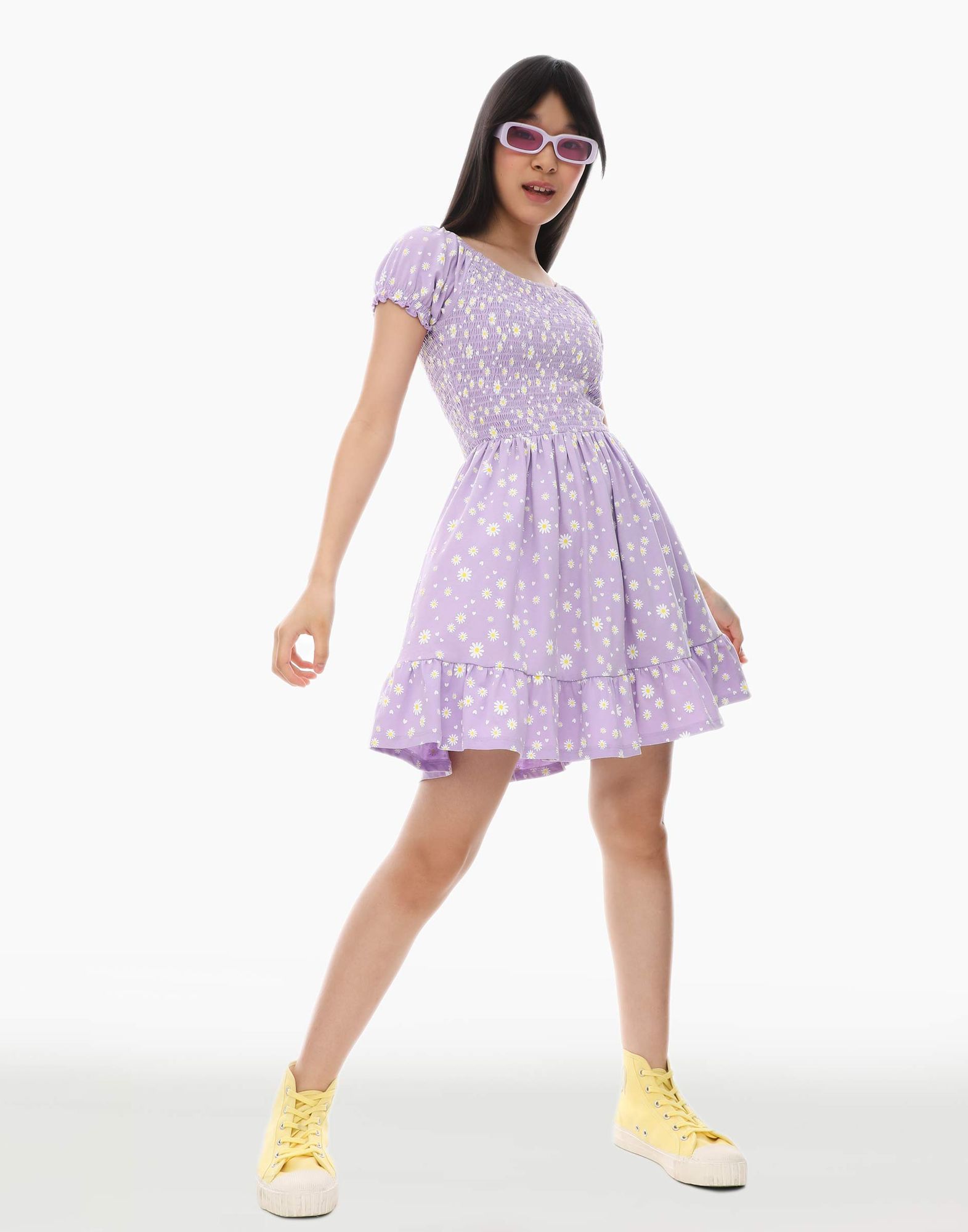 Фиолетовое расклешённое платье для девочки-0