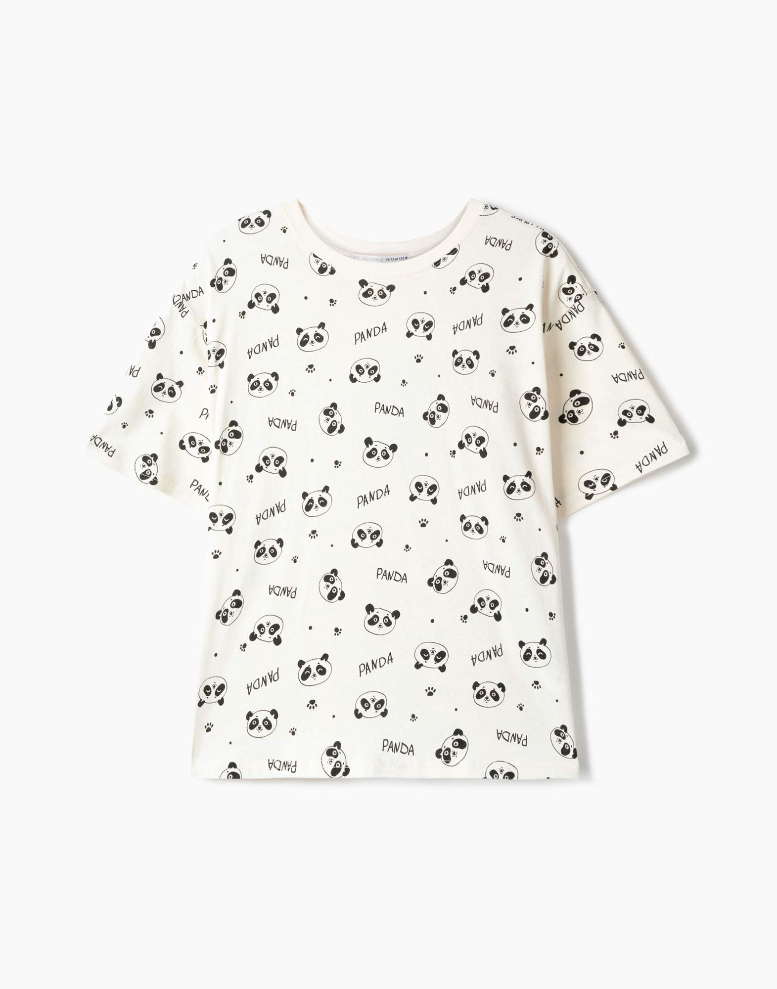 Молочная футболка с принтом Panda для девочки-1