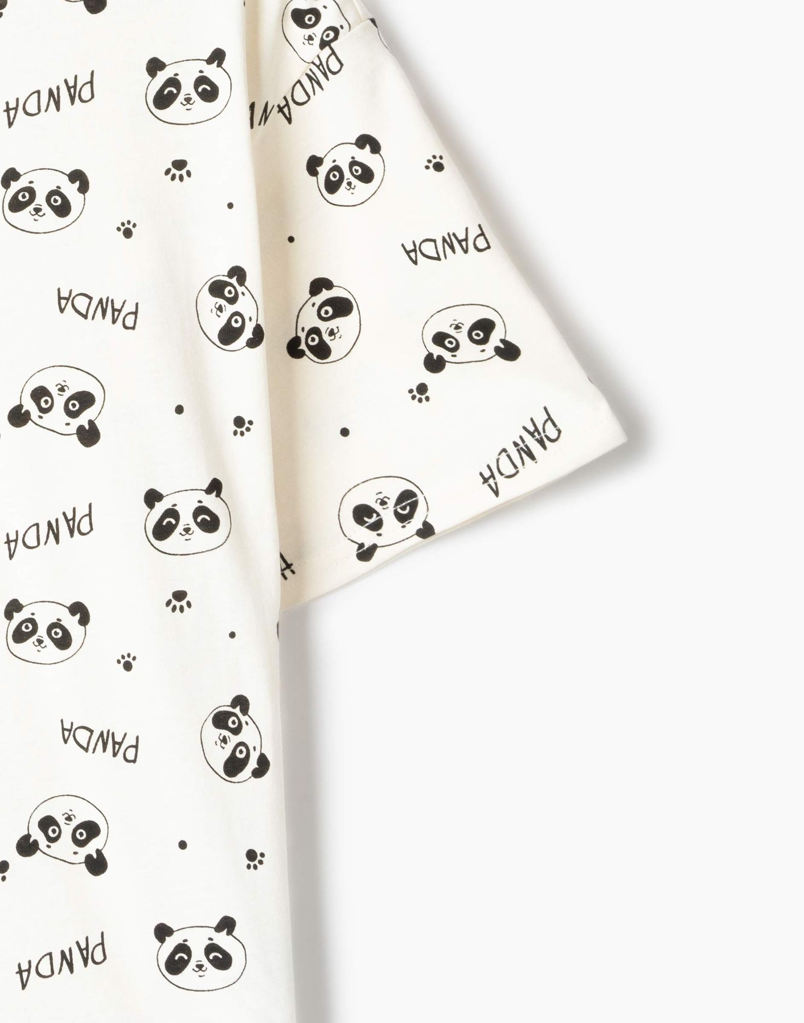 Молочная футболка с принтом Panda для девочки-3