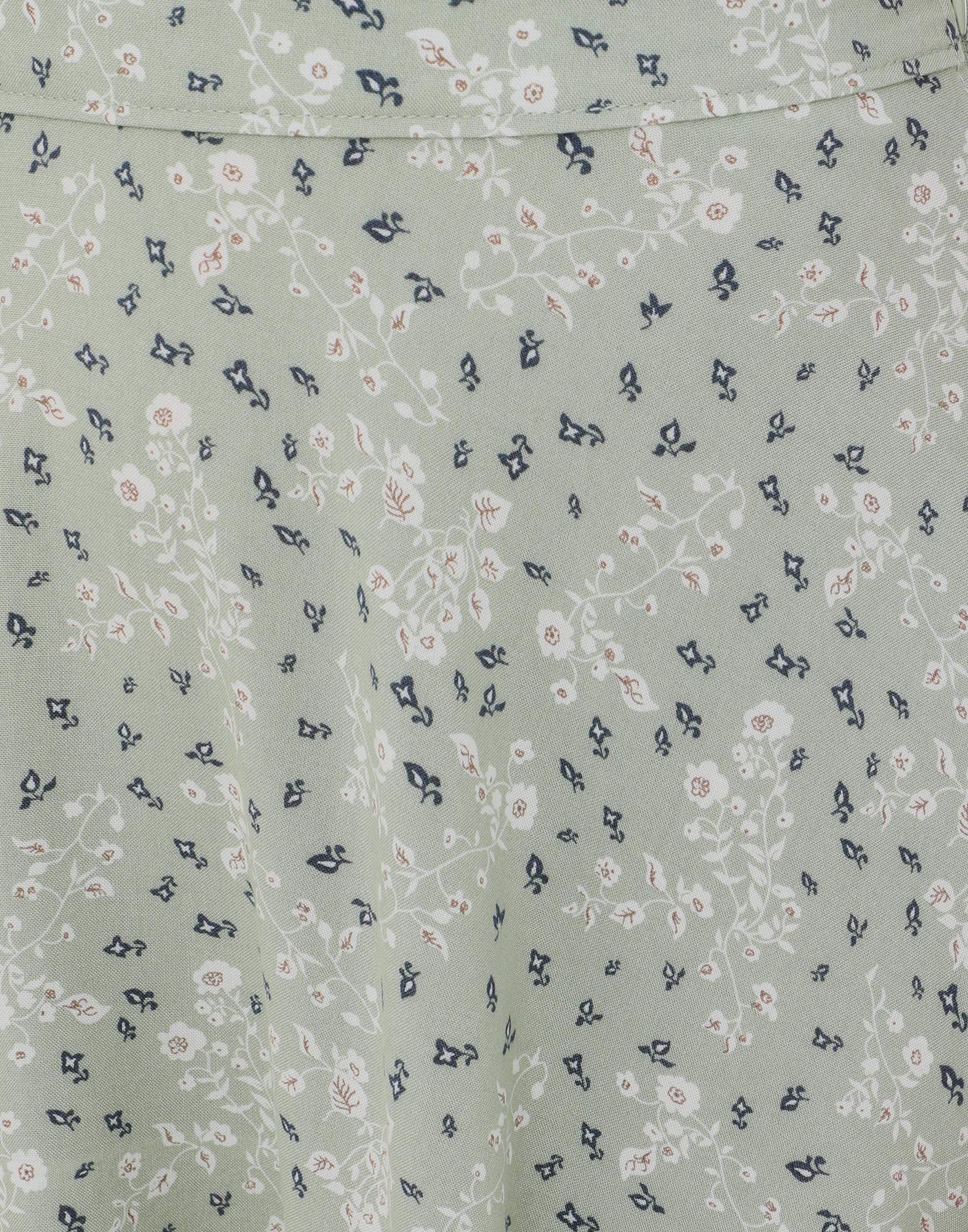Оливковая расклёшенная юбка с растительным принтом-4