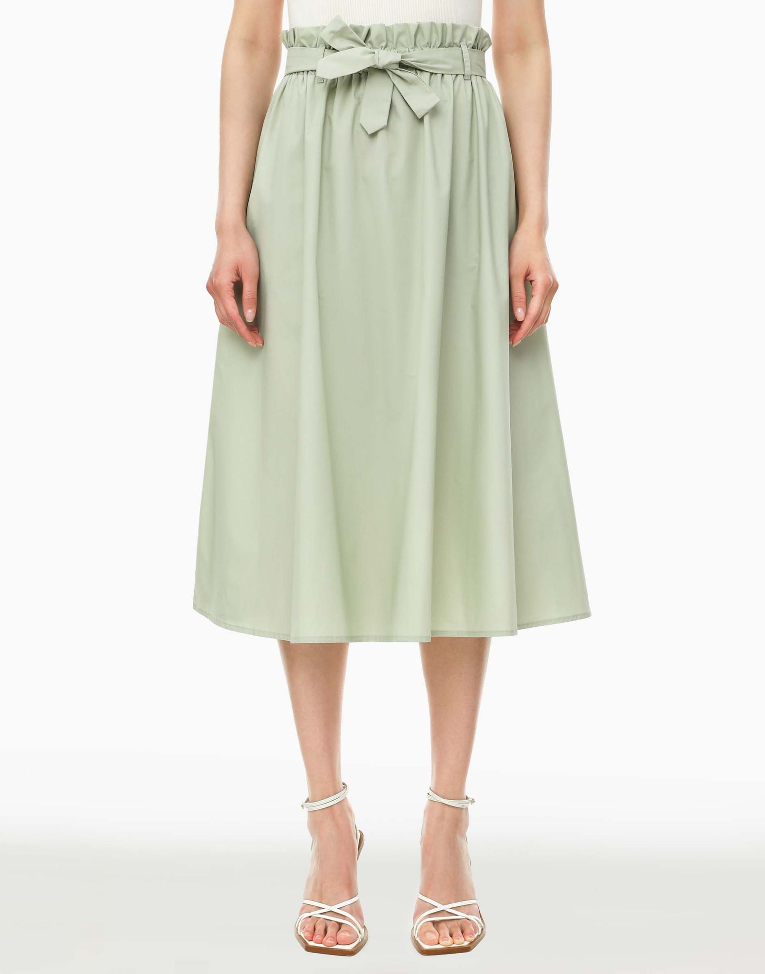 Расклёшенная оливковая юбка макси-1