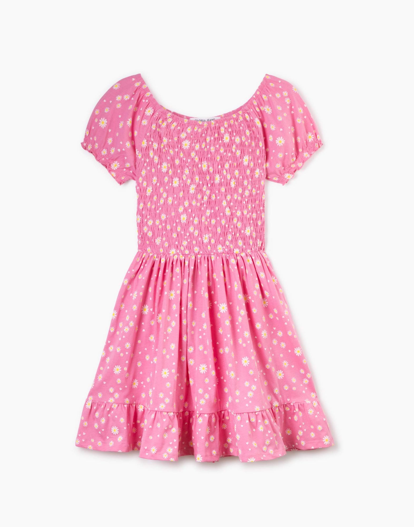 Розовое расклешённое платье для девочки-1