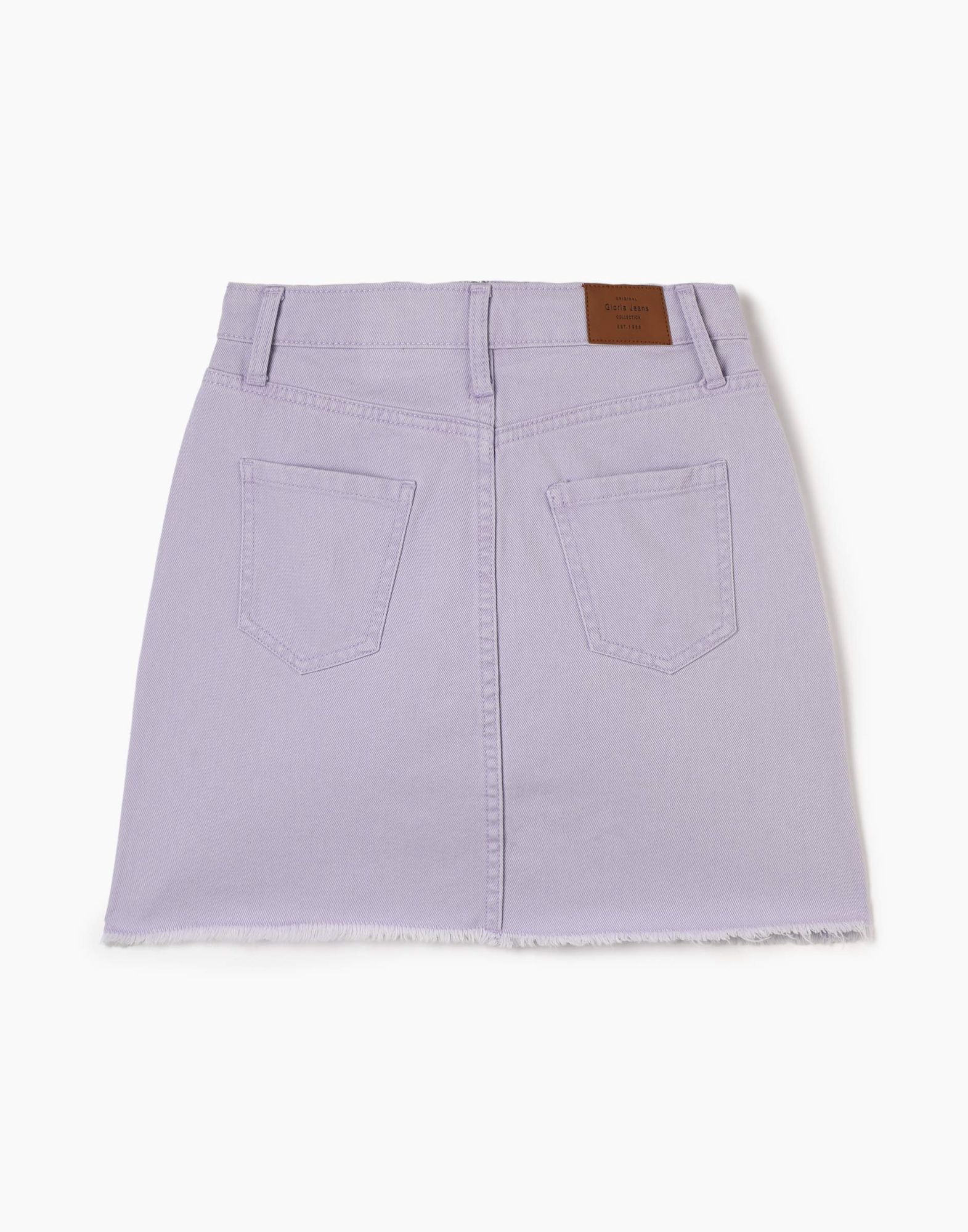 Сиреневая джинсовая юбка-трапеция мини-1