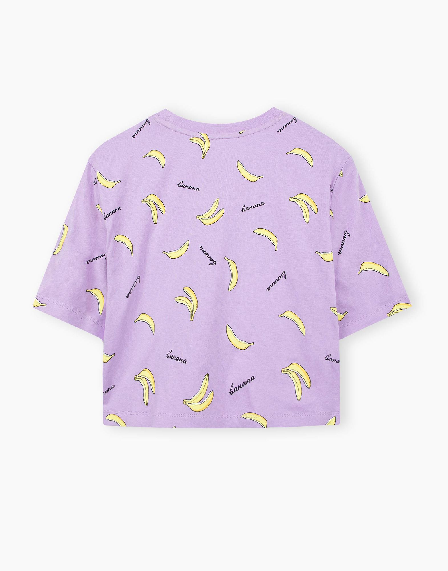 Сиреневая укороченная футболка с бананами для девочки-2