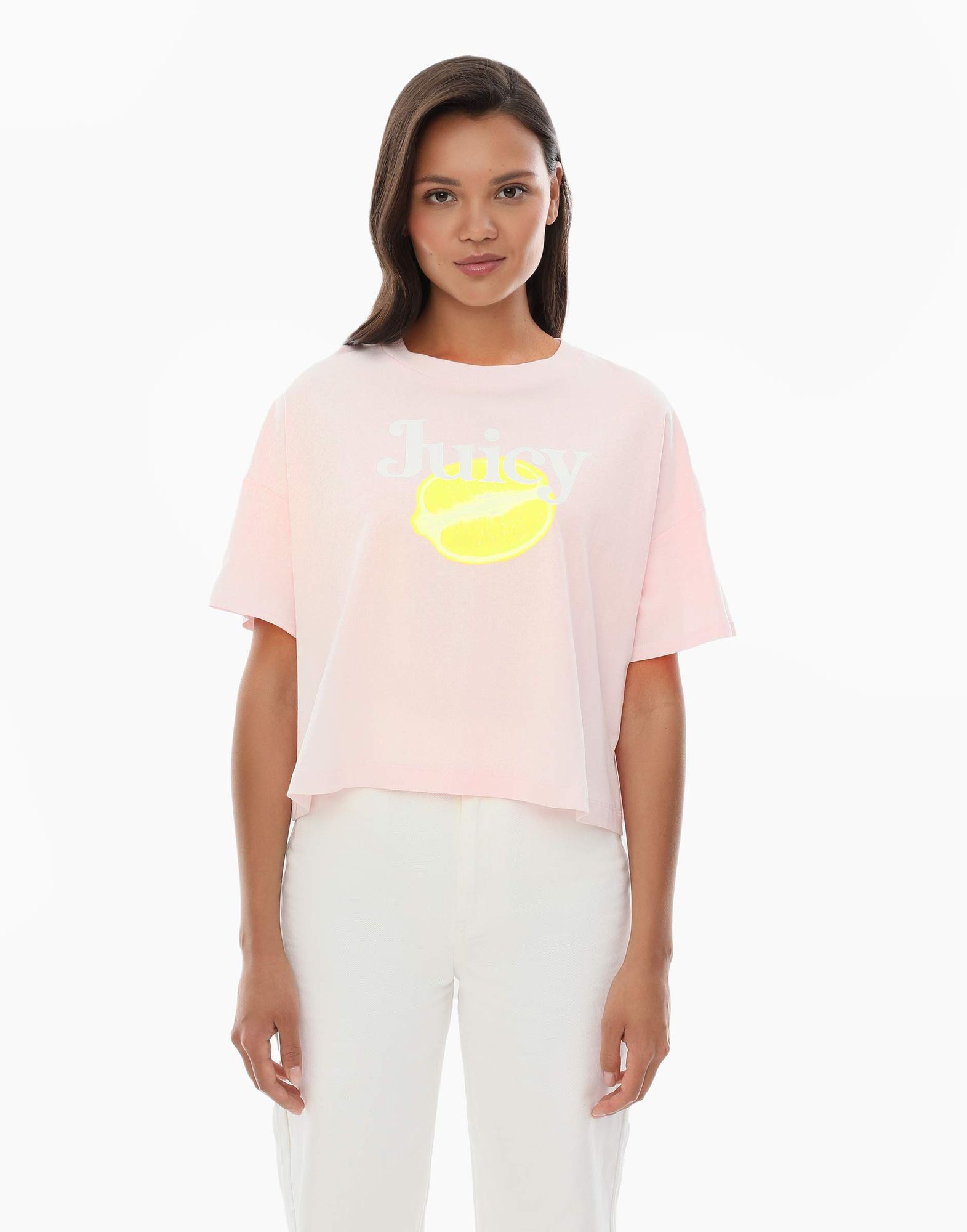 Светло-розовая футболка с принтом-2