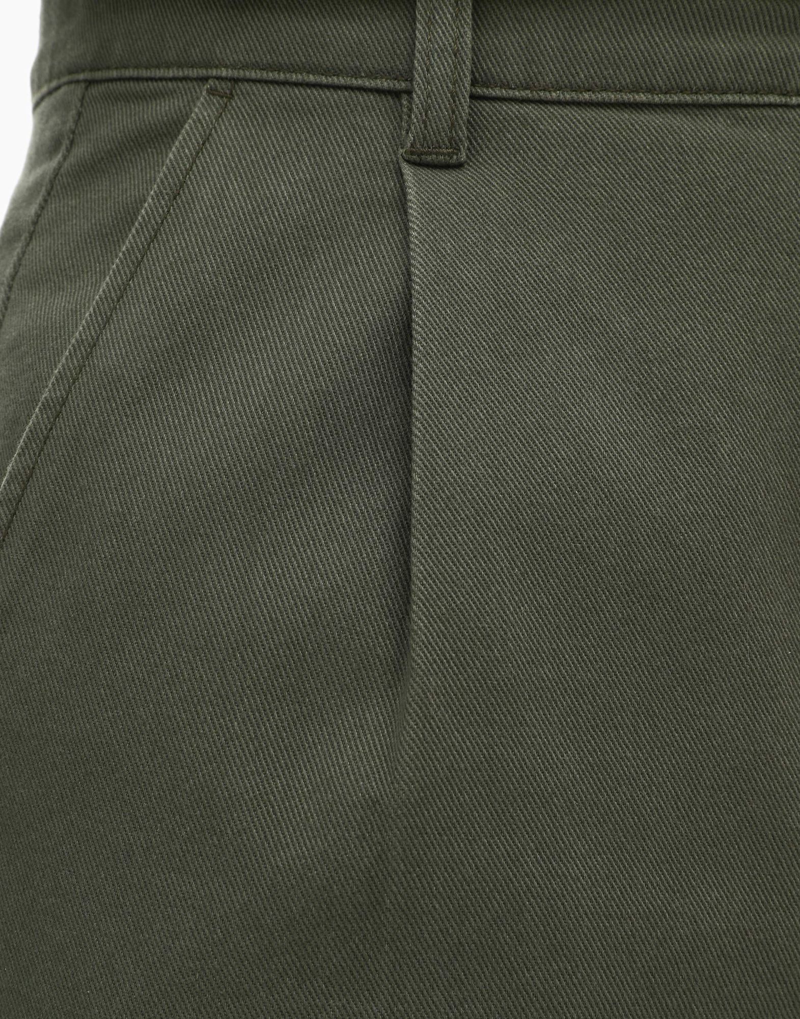 Хаки джинсы Straight pleated с защипами-3