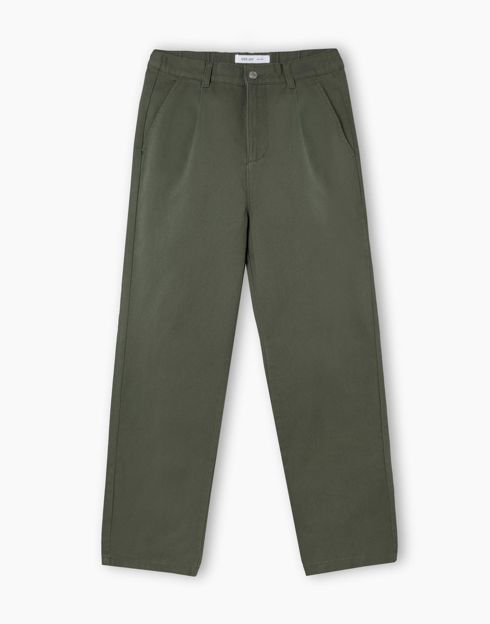 Хаки джинсы Straight pleated с защипами-4