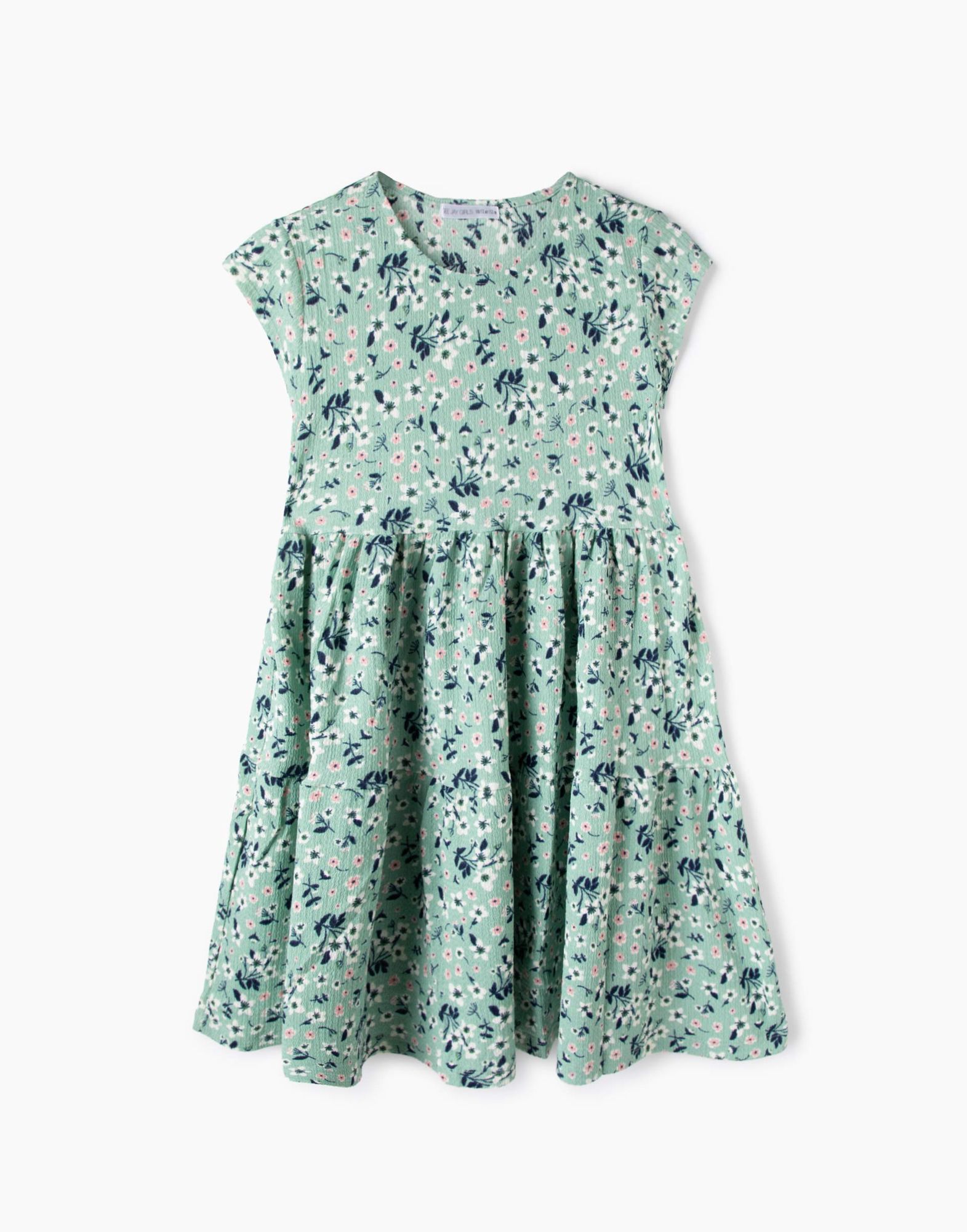 Зелёное платье с цветочным принтом для девочки-1