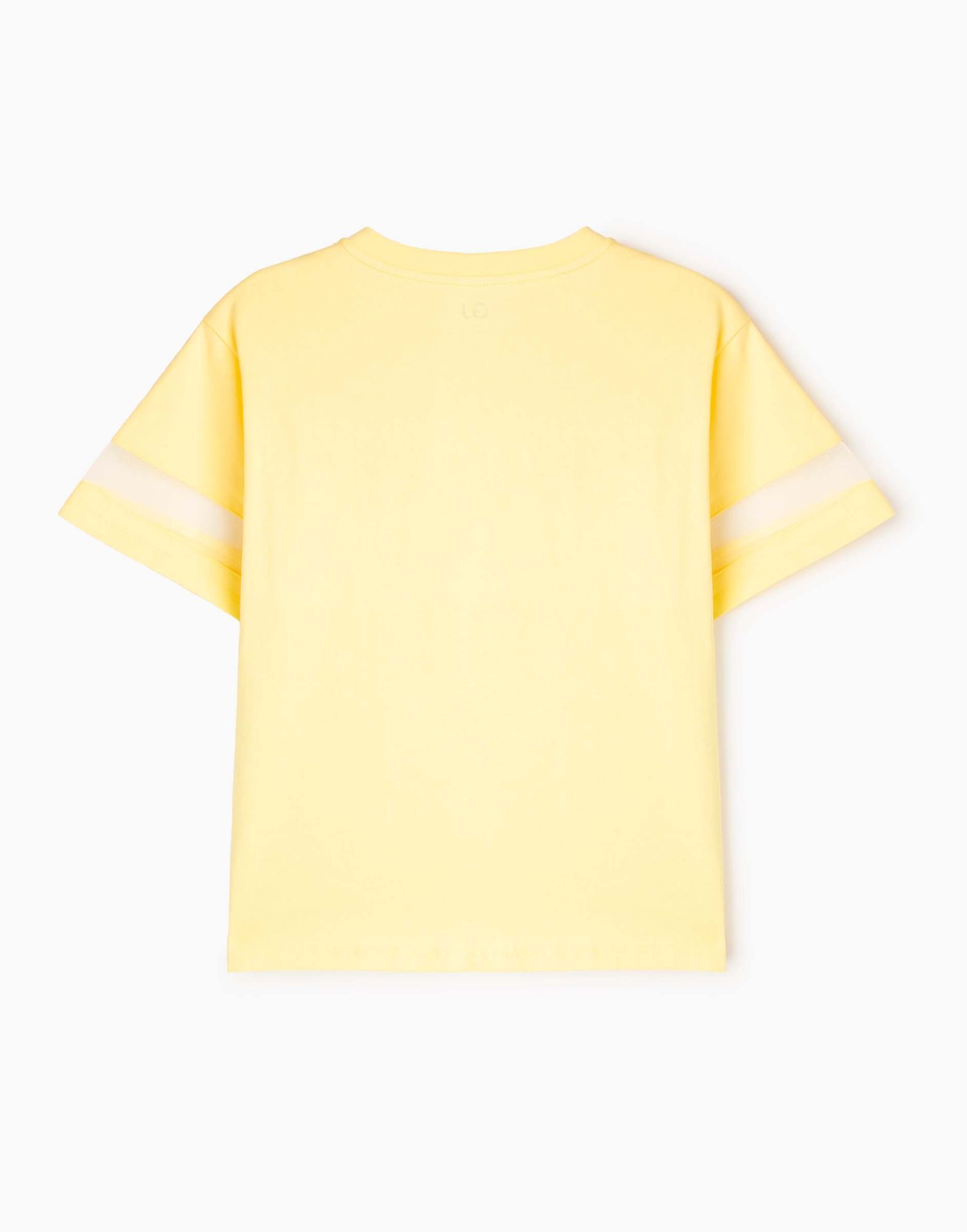 Жёлтая футболка oversize колор-блок для девочки-2